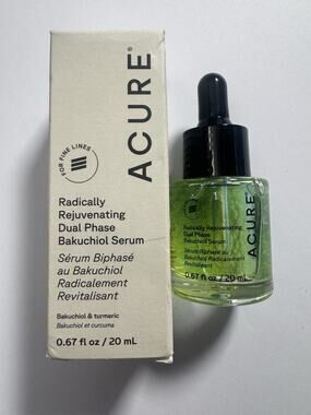 Acure Bakuchiol Serum 0.67oz Radically Rejuvenating Dual Phase Anti Aging